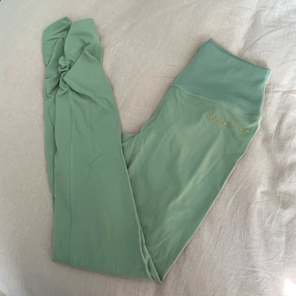 Whitney Simmons Gymshark Rib Legging in Moss Green